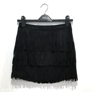 NWOT ALICE + OLIVIA fringed leather mini skirt